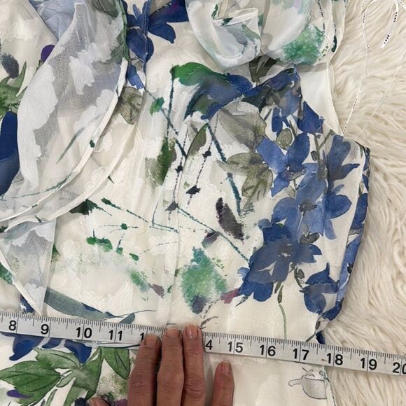 DKNY Floral Ruffle Dress - Blue and Green Size 14 - Picture 5 of 7